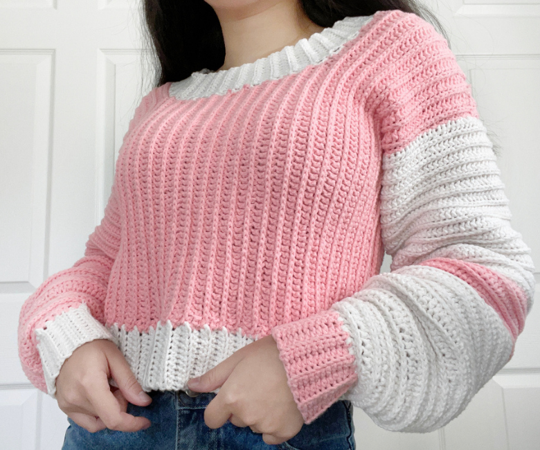 Crochet Rosea Colorblock Sweater | Yarnalina